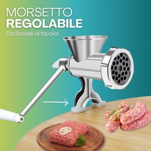 Picadora manual de carne con palanca y abrazadera para uso doméstico, picadora de carne y verduras de acero inoxidable - Product Image 4
