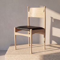 Chaise de salle à manger en bois massif de frêne, rembourrée, géométrique, en tissu organique, courbée, pour hôtel de luxe, restaurant, boutique, usage commercial