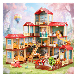 Casa de Muñecas de Plástico para Muñecas, Villa de Princesa de Gran Tamaño con Muebles, Libros, Bancas de Iglesia, Sillas, Luces de Flores, Juguete de Bricolaje, Regalo - Product Image 1