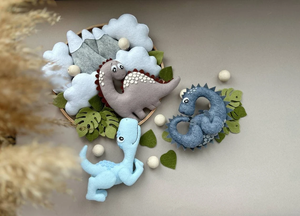 Safe Non-toxic Personalized Montessori Newborn Gift <strong>Musical</strong> Eco-friendly Nursery Felt Dinosaur Boy Baby <strong>Cot</strong> <strong>Mobile</strong> - Product Image 6