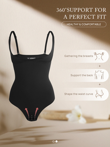 <span class=keywords><strong>Body</strong></span> sculptant noir pour femme, effet ventre plat, string, fermeture avant, bretelles fixes, sans couture, doux, respirant, usage quotidien - Product Image 5