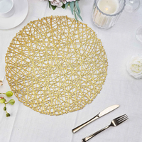 Nouvelle arrivée, tapis de table ronds en PVC plastique, couleur dorée métallique, imperméables, résistants à la chaleur, écologiques, style bohème, 38 cm, design luxueux