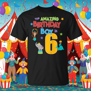 T-shirt « Amazing Birthday Boy Is Six » pour enfants de 6 ans, chemise de fête sur le thème du cirque - Product Image 3