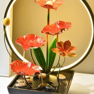 Humidificador Creativo con Flujo de Agua y Anillo LED, Cuatro Flores de Loto, Decoración de Escritorio para Oficina, Aromaterapia Táctil - Product Image 3