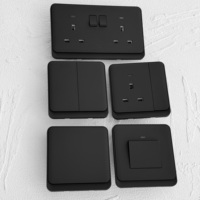 Interruptor de pared eléctrico de 86 paneles para PC, 16A europeo, 20A AC 250V, enchufe universal de 13A para Reino Unido, USB-C, negro mate, regulador de intensidad moderno, 1 interruptor.
