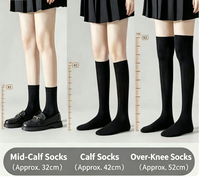 Chaussettes noires et blanches fines en nylon à haute compression, longueur mollet, pour femme, style JK, style coréen, pour l'été