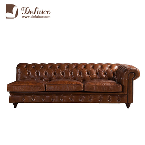 Antique Mỹ Whisky Tan L Shape Chesterfield Da Cắt Sofa Đồ Nội Thất Phòng Khách - Product Image 4