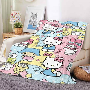Wholesale Customized Cute Cartoon Kawaii Cat Printing Plush <b>Blanket</b> Custom Fleece Flannel <b>Throw</b> <b>Blankets</b> - Product Image 1