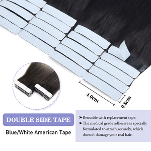 Extensiones de Cabello con Cinta Invisible de Doble Trama de Alta Calidad, Listas para Enviar, Cabello Liso Chino, Color R1B/Gris, 16-20 Pulgadas, Gran Venta - Product Image 3