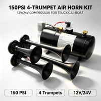 Kit de klaxon à air 150 PSI 3L avec 4 trompettes, compresseur 12V 24V, klaxon de train pour camion, voiture, bateau, vente en gros OEM