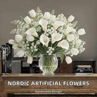 Décoration d'intérieur nordique : Fleurs artificielles Calla, Tulipe, Gypsophile pour Thanksgiving, Pâques, Remise de diplôme