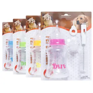 Botol Susu Panas Ramah Lingkungan 150Ml/60Ml Dot Dot Memberi Makan Anak Anjing Produsen Botol Susu untuk Hewan Peliharaan Kecil dengan Sikat