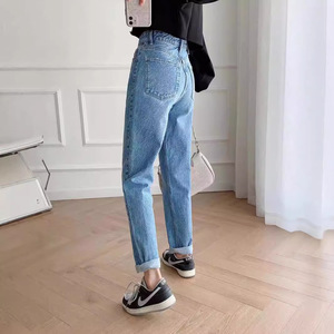 <span class=keywords><strong>Jeans</strong></span> <span class=keywords><strong>Donna</strong></span> Estivi 2026 Chic Vintage a Vita Alta Gamba Dritta Traspiranti Casual in Denim alla Caviglia Vestibilità Morbida per l'Autunno - Product Image 3
