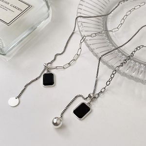 Collar de plata de ley S925 con cuentas, diseño geométrico, cadena de clavícula de múltiples capas para mujer, estilo coreano, uso diario - Product Image 4