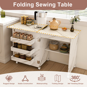 <span class=keywords><strong>Table</strong></span> à manger <span class=keywords><strong>pliante</strong></span>, <span class=keywords><strong>table</strong></span> pour machine à coudre, étagère de rangement de cuisine avec étagères, <span class=keywords><strong>table</strong></span> à roulettes pour machine à coudre pour appartements - Product Image 3