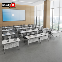 Table de formation pliable réglable au design moderne et épuré, mobilier de bureau en bois durable et multifonctionnel pour usage commercial