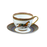 Assiettes de dîner en porcelaine vintage de luxe, écologiques, design royal personnalisé, motif cheval