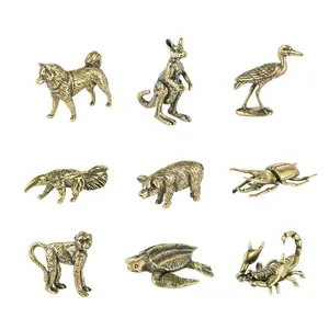 Ornamento de latón fundido, animales antiguos, minicachorros, tigre de abeja, artículos decorativos de la india