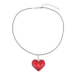 Collier avec pendentif en verre en forme de cœur pour femmes, bijoux de fête, design minimaliste, options de couleurs noir, rouge, violet, transparent - Product Image 5