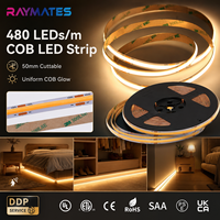 12V COB LED Şerit Işık Sıcak Beyaz 2700K Yüksek CRI 90 Noktasız Esnek LED Bant Kendinden Yapışkanlı Lüks Vitrinler İçin