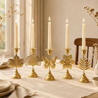 Porte-bougie en fer forgé avec motif de papillon et de feuille, décoration de table
