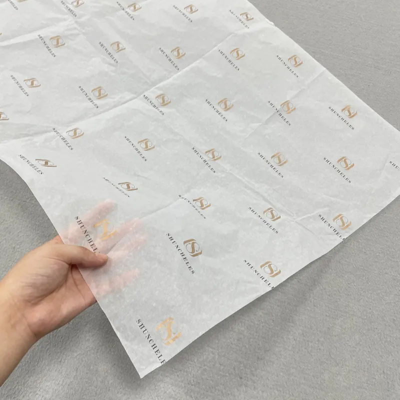 Rollo de papel de embalaje para ropa, con logotipo impreso, tejido de marca, color blanco, 17 gramos