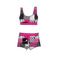 Ensemble deux pièces d'été respirant pour fille, imprimé vintage, avec débardeur en tissu peigné motif cerises et short en dentelle