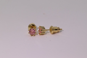 Tianyu Gems Classic Minimalist Pink Round <b>Opal</b> Stud <b>Earrings</b> for Women - Brass Gold-Plated Eight-Prong Setting - Product Image 4