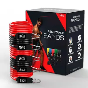 11Pcs Fitness Latex or tpe Resistance Bands Exercise Tubes Practical Elastic Training Resistance Tubes Set with black carry bag