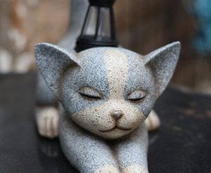 Polyresin Waterproof Hand-painted Custom Logo <strong>Cat</strong> <strong>Figurines</strong> &amp; Resin Garden Solar Decorations Animal Style Love Pattern Statues - Product Image 5