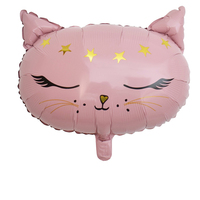 Ballons en aluminium tête de chat couronnée style dessin animé, mignons, noirs et roses, imperméables, style anime, décorations de fête, vente chaude