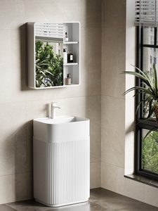 Mueble de baño personalizable con lavabo integrado profundo para balcón, espejo LED inteligente de tamaño pequeño y de suelo a techo. - Product Image 1