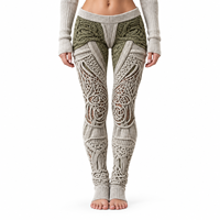 Leggings en tricot à taille haute pour femme, en mélange de laine personnalisé, avec motif celtique en relief, pour l'automne et l'hiver, pour se tenir au chaud
