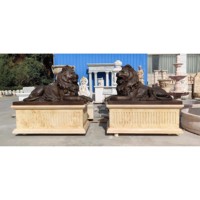 Grande statue de lion ambulant en laiton finition bronze antique Offre Spéciale grandeur nature personnalisée pour jardin extérieur