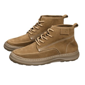 Martin Boot Men Ankle Height <b>Round</b> <b>Toe</b> Genuine Leather Soft Sole Flat <b>Heel</b> Solid Color Mid-Calf Boots Autumn Winter Style - Product Image 5