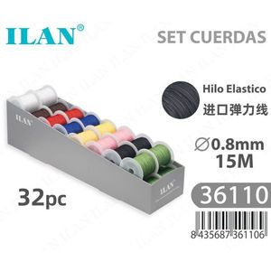 Set di Fili Elastici Ilan 0.8mm 15m Colori Assortiti Kit da Cucito 32 Pezzi - Product Image 3