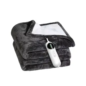 Cobertor elétrico aquecido, cobertor aquecedor de flanela dupla camada macia e sedosa de aquecimento rápido