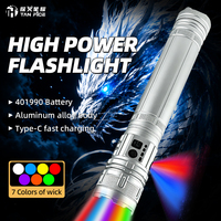Nouvelle lampe torche imperméable à sept couleurs, super lumineuse, haute intensité, longue portée, zoom télescopique, en alliage d'aluminium, lampe torche d'extérieur