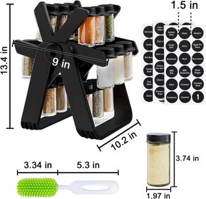 Estante Giratorio de 360 Grados para Almacenamiento de Condimentos, Juego de 18 Frascos de Vidrio para Especias, para Cocina y Hogar, Venta al por Mayor - Product Image 4