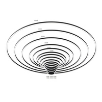 Plafonnier LED incurvé noir et or minimaliste, éclairage circulaire haute efficacité pour bureaux modernes, salles de sport et studios