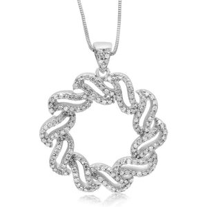 Collier pendentif cercle ondulé en diamant Jewelspaark 0,81 carats, plaqué rhodium, argent sterling 925, classique, pour femme, à porter au quotidien - Product Image 1