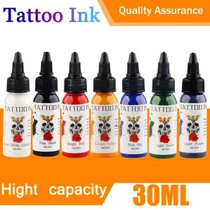 Tinta de tatuaje de alta calidad, 7 colores, 30ml, con certificación MSDS para uso corporal, juego de tintas, suministros completados, registro de ingredientes de EE. UU. - Product Image 2