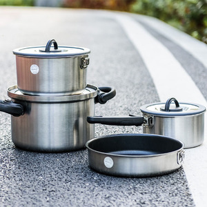 Manufacturer Stainless Pot Portable Outdoor Camping Cookware Set Picnic Folding <strong>Cooking</strong> Pot <strong>Pan</strong> For Hiking And Outdoor - Product Image 4