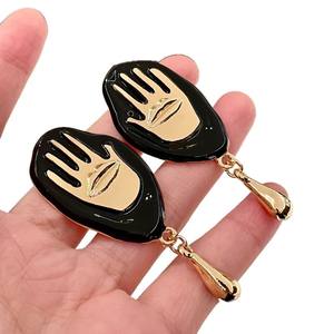 Boucles d'oreilles pendantes géométriques en alliage plaqué or, bijoux vintage pour femmes - Product Image 5