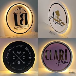 Panneau lumineux LED néon rond en acrylique pour salon, logo personnalisé rétroéclairé, enseigne murale personnalisée, lettres 3D, plaque nominative circulaire, enseigne commerciale - Product Image 2