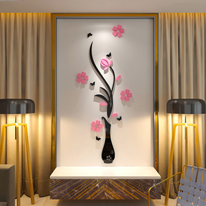 Stickers muraux en acrylique 3D en forme de vase à fleurs personnalisé pour la décoration de la maison stickers muraux - Product Image 5