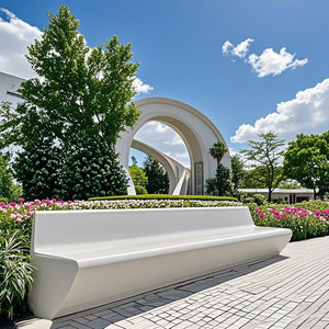 G006 Custom Luxury villa tree planter garden seats outdoor furniture UHPC GRC Concrete pot <b>Chair</b> for Poolside <b>Decks</b> garden - Product Image 6