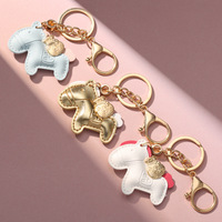 Porte-clés mignon en cuir PU en forme de cheval avec breloque porte-bonheur sac d'argent, mascotte de richesse immédiate, pendentif de sac, cadeau promotionnel, souvenir