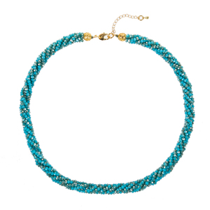 Collar de Cristal Turquesa de 18 Pulgadas con 4 Hileras y Cuentas Facetadas de 3mm para Regalo con Cuarzo, Ágata y Perla - Product Image 6