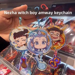 Özel Nezha film sıcak karakterler Glitter etkisi anahtarlık fabrika şirket logo promosyon reklam alize ricrafts el sanatları - Product Image 5